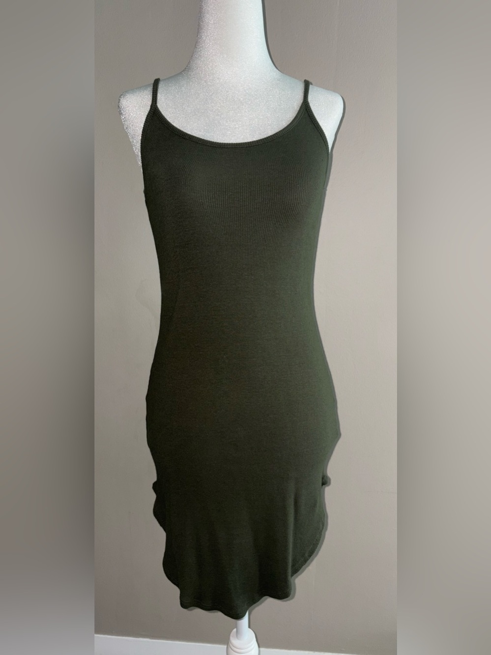Heart & Hips - Olive Ribbed Tank Dress